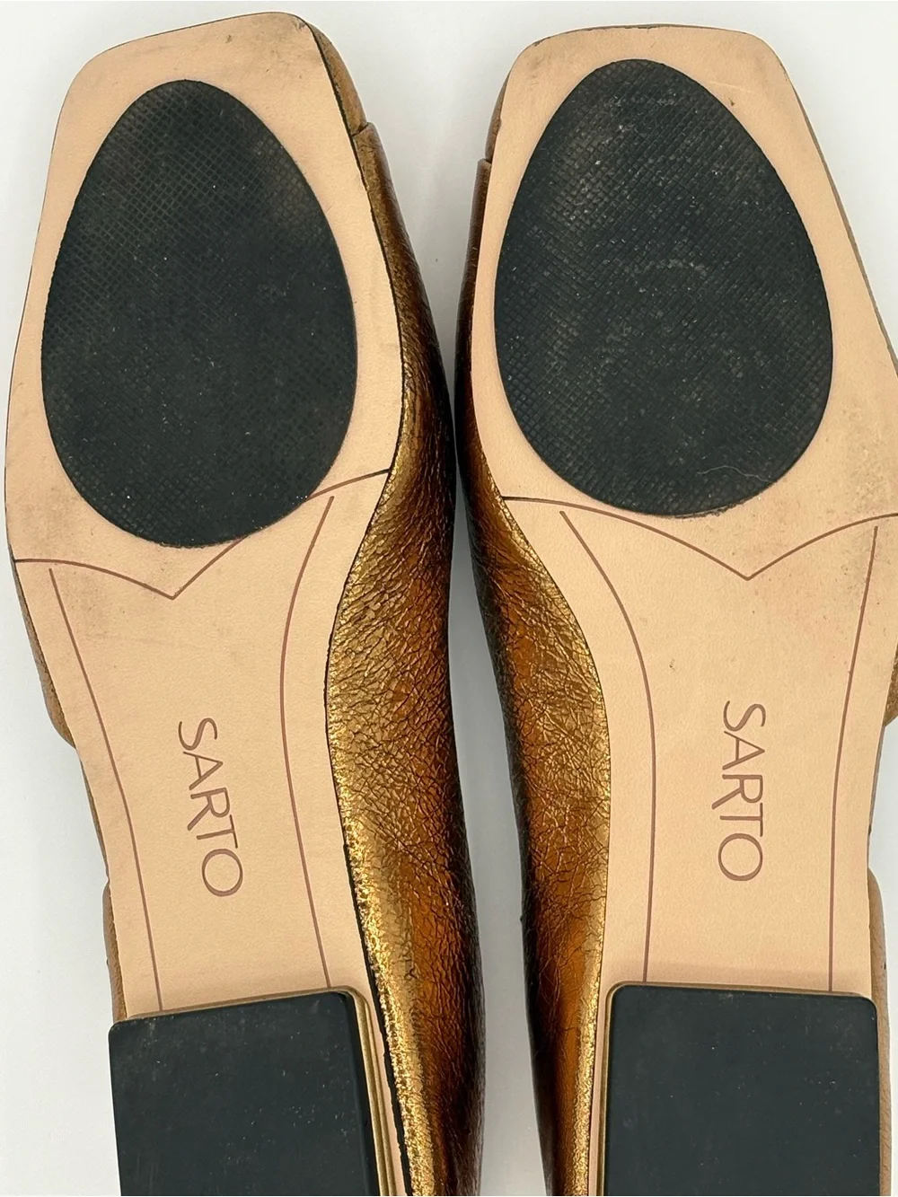 Franco Sarto Metallic Bronze Square-Toe Flats A-TRACY Sz 7